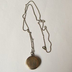 Antique Double Photo Locket 1912-Wightman & Hough/W&H CO-Engraved on 30" Chain